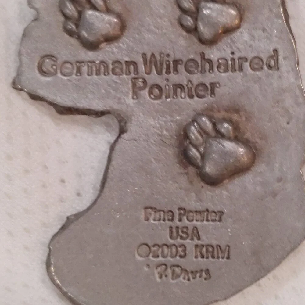 Vintage 2003 Fine Pewter German Wirehaired Pointer Dog Keyring Charm